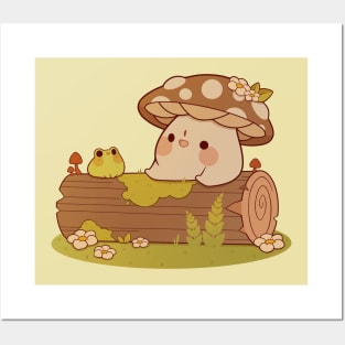 Mushroom And Frog Friends Posters and Art